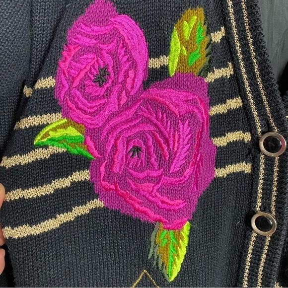 I.B. Diffusion floral symphony cardigan sweater circa 1990s - Picture 3 of 11